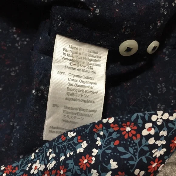 J Crew Classic Stretch Floral Button Up Shirt Men’s L Blue Red Cotton Blend - Picture 8 of 8